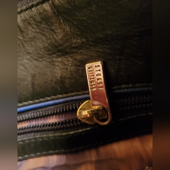 Stuart Weitzman Black Nylon Flap/ Gold Metallic hobo purse bag - Picture 7 of 10